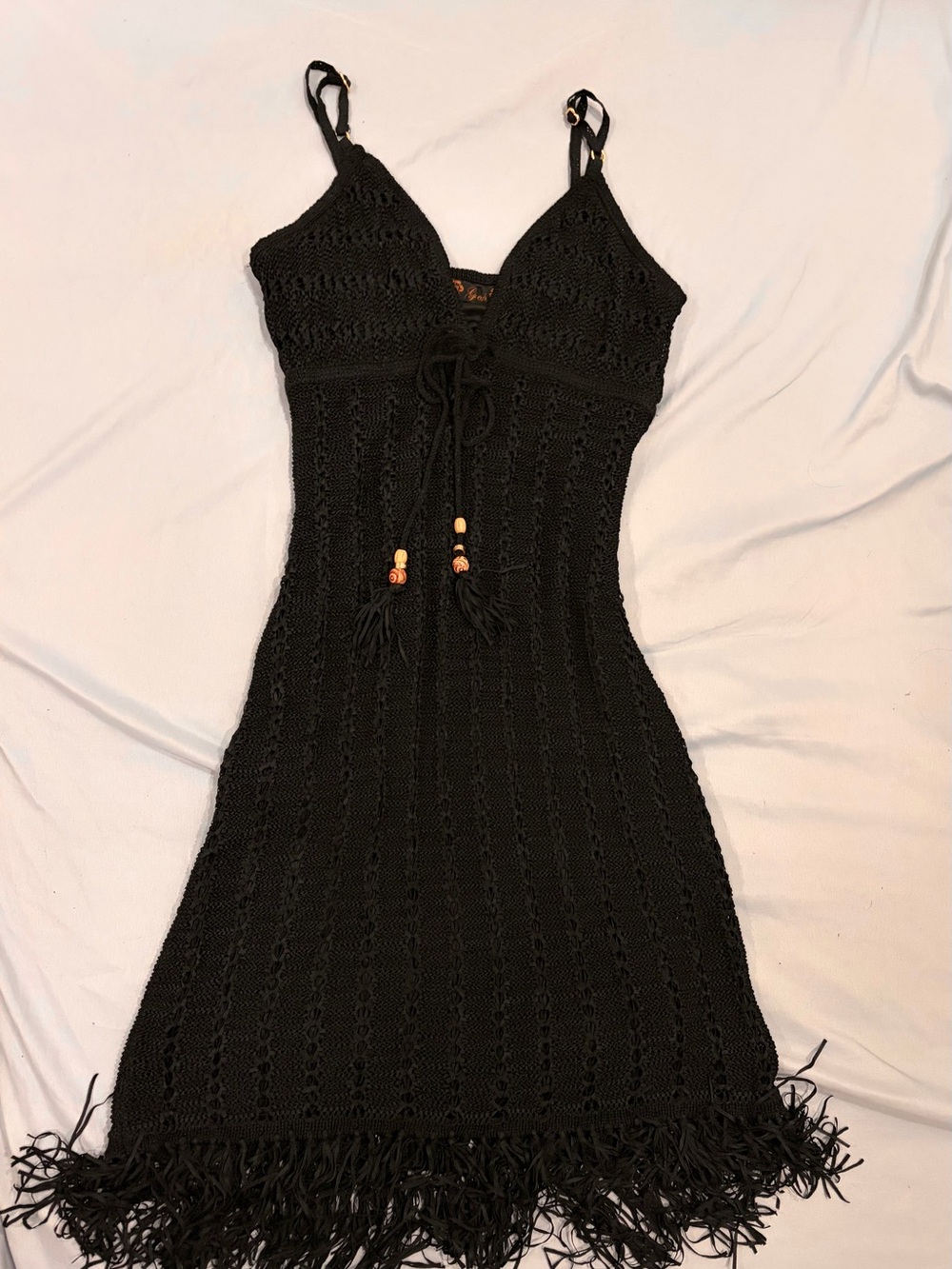 Guess Black Crochet Fringe Sundress – Women